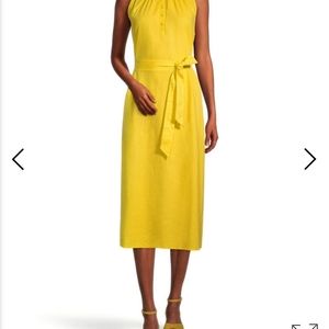 Ann Taylor Midi Dress Yellow Petite Large